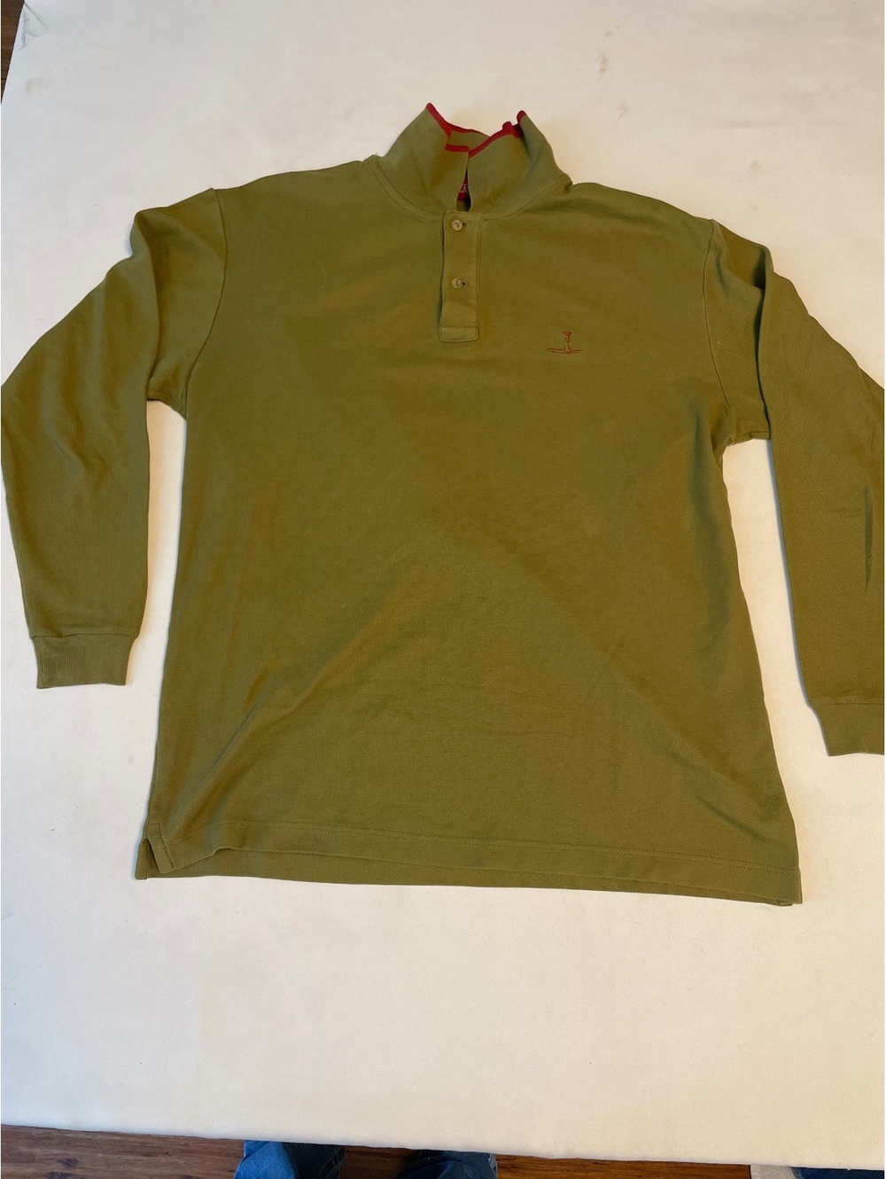 Castello Olive Green Long Sleeve Polo Shirt Made in Italy Size 52